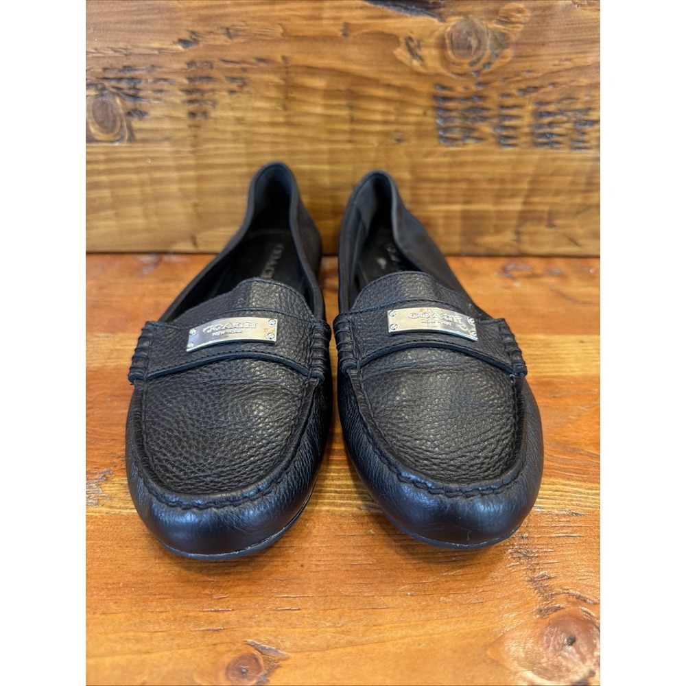 Coach Womens Leather Flats Logo Loafers Sz 9.5 B Excellent!